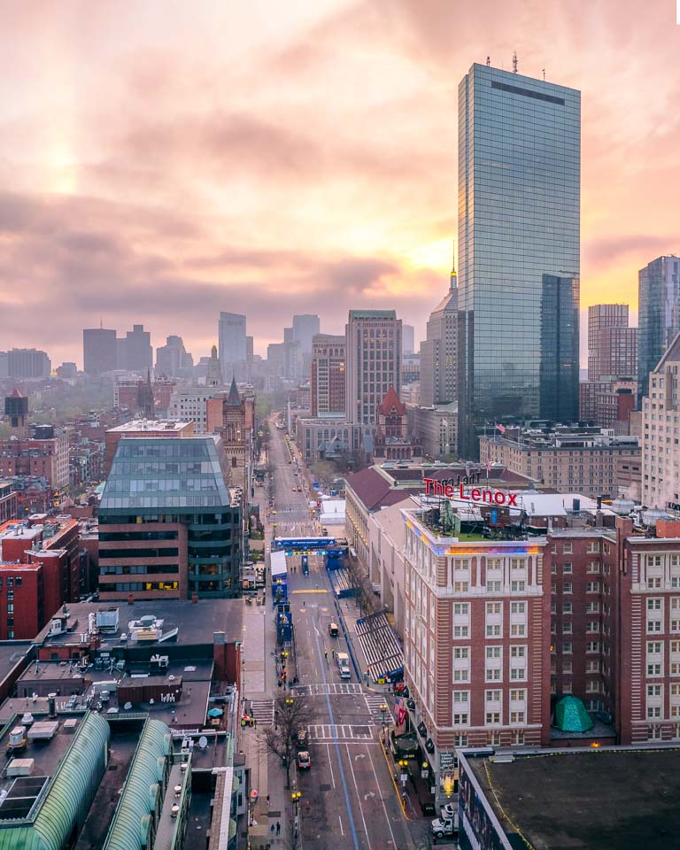 BOYLSTON STREET BEFORE BOSTON MARATHON 2023