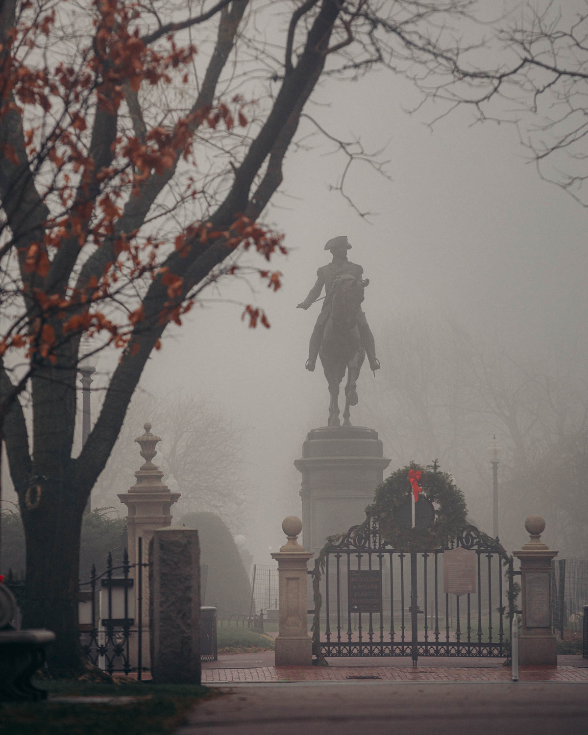 GEORGE WASHIGTON STATUE IN FOG