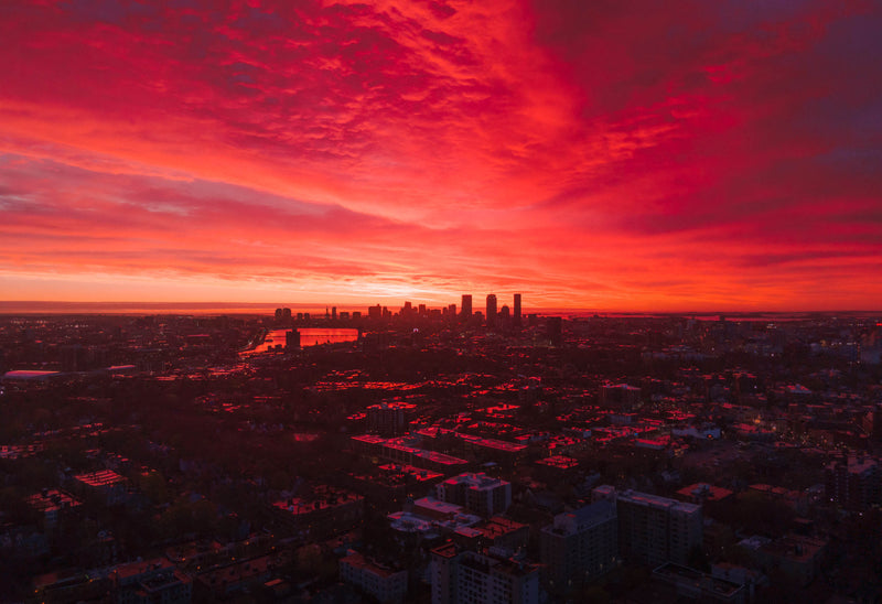 RED SUNRISE IN BOSTON