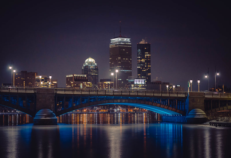 LONGFELLOW BRIDGE DURING FREEZING-OVER ON CHARLES RIVER