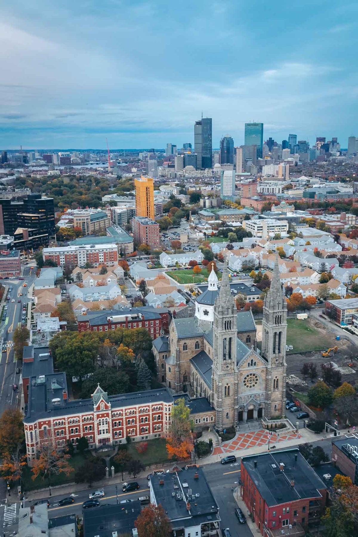 MISSION HIL BOSTONs BASILICA AND GRAMMAR SCHOOL IN AUTUMN