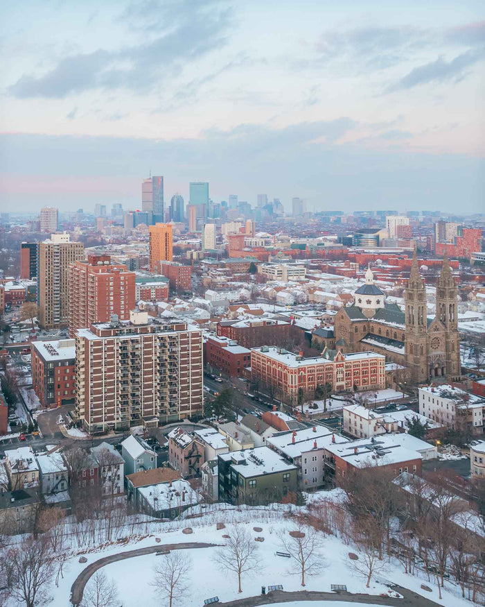 MISSION HILL: VIEW FROM KEVIN W. FITZGERALD PARK TOWARDS BOSTON SKYLINE