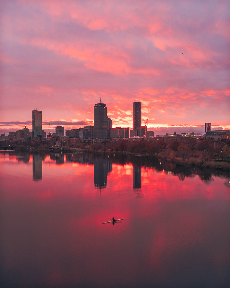 SUNRISE ON CHARLES RIVER IN NOVEMBER