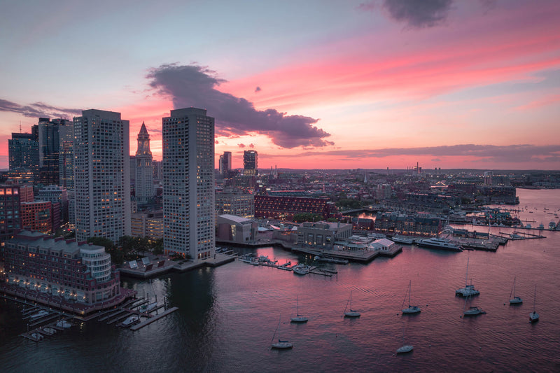 SUNSET OVER BOSTON HARBOR