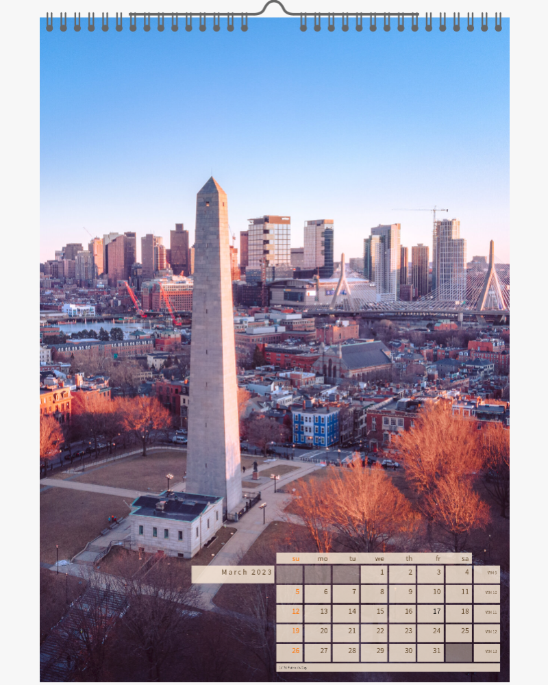 2023 CALENDAR. BOSTON from the Air