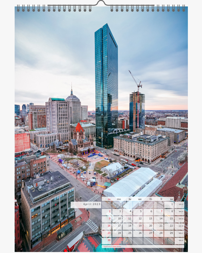 2023 CALENDAR. BOSTON from the Air