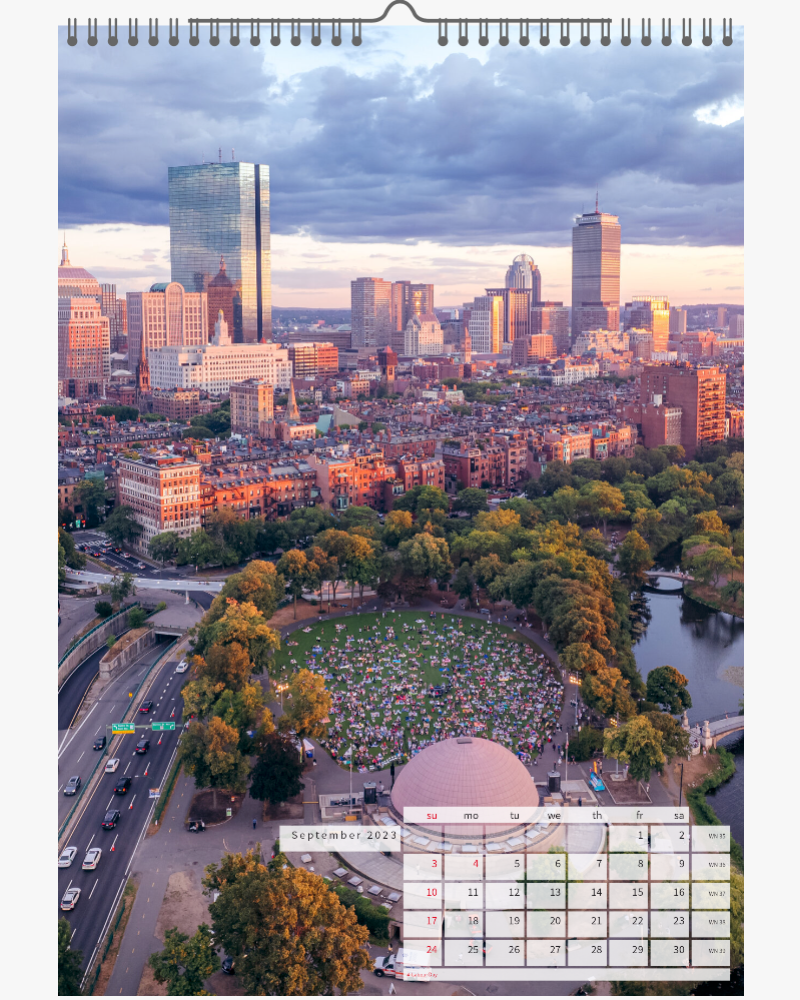 2023 CALENDAR. BOSTON from the Air