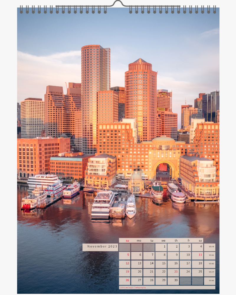 2023 CALENDAR. BOSTON from the Air