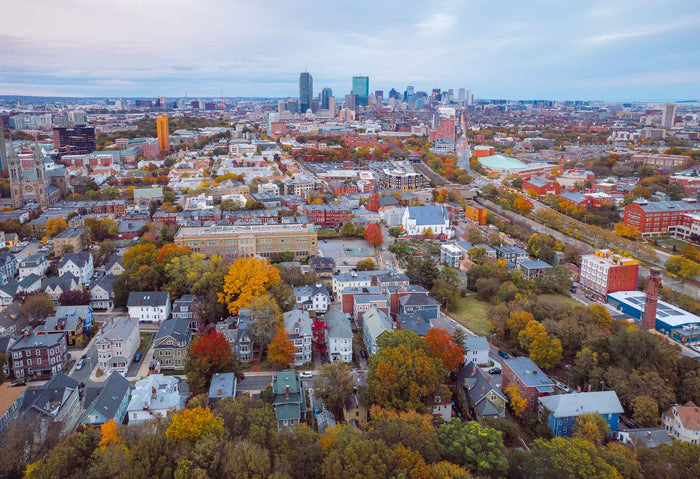 VIEW OF BOSTON FROM MISSION HILL framed Blk 13x19